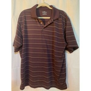 PGA Tour Polo Shirt‎ Mens XL Plum Striped Short Sleeve Golf